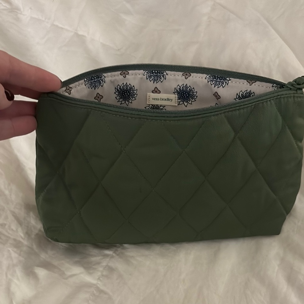 Vera Bradley Green Cosmetic Bag with Zippered Closure